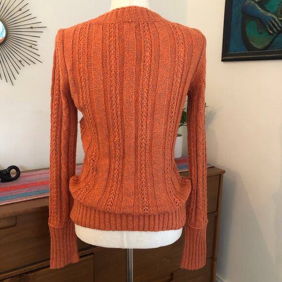 Maurices Rust Cable Knit V-Neck Sweater M Soft Grunge Bella Swan Cozy Knit Y2K - Picture 4 of 8